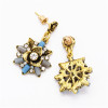 E-4816 2 Colors Trendy Vintage Silver Solid Flower Shape Rhinestone Earring For Women Jewelry Design