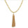 N-6378-WH Bohemian Ethnic Long Gold Tassel White Resin Beads Statement Necklace Party Jewelry