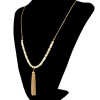 N-6378-WH Bohemian Ethnic Long Gold Tassel White Resin Beads Statement Necklace Party Jewelry