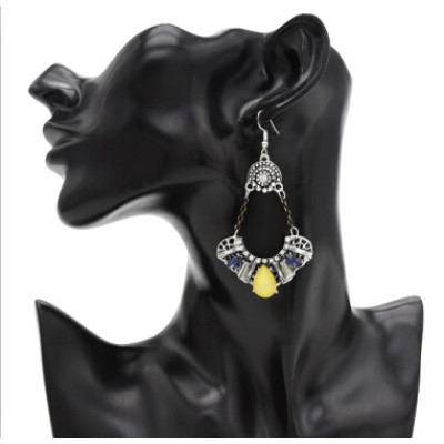 E-4815 Vintage Elegant Simulated Glass Crystal Rhinestone Long Drop Earrings for Women Bridal Wedding Party Jewelry
