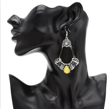 E-4815 Vintage Elegant Simulated Glass Crystal Rhinestone Long Drop Earrings for Women Bridal Wedding Party Jewelry
