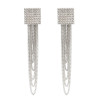 E-4818 Fashion Silver Gold Black Gun Color Link Chain Tassel Drop Dangle Earrings for Women Boho Party Jewelry