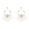 E-4824 Handmade Hairball Tassel Drop Earrings Flower Crystal Earrings for Women