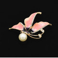 P-0410 3 Colors Rhinestone Gold Metal Pearl Rhinestone Pin Brooches for Women Girl Party Scarf Jewelry