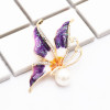 P-0410 3 Colors Rhinestone Gold Metal Pearl Rhinestone Pin Brooches for Women Girl Party Scarf Jewelry