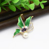 P-0410 3 Colors Rhinestone Gold Metal Pearl Rhinestone Pin Brooches for Women Girl Party Scarf Jewelry