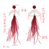 E-4828 Korea style Elegant alloy vintage drop white feather dangling earrings