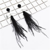 E-4828 Korea style Elegant alloy vintage drop white feather dangling earrings