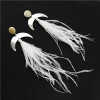 E-4828 Korea style Elegant alloy vintage drop white feather dangling earrings