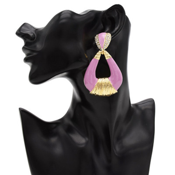 E-4830 6 Colors Personality Trendy Alloy Water Prop Shapes Rhinestone Earring For Women Jewelry Design
