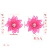 E-4827 Elegant Acrylic Petal Flower Stud Earring Rhinestone Crystal Earrings for Women