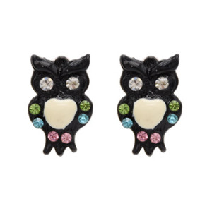 E-1662 6Colors Fashion Charm Cute Enamel Owl Stud Earrings Jewelry for Girls