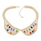 N-0788 Fashion Charming Rhinestone Gold Plated Metal Round Resin Gem Choker Necklace