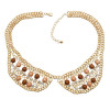 N-0788 Fashion Charming Rhinestone Gold Plated Metal Round Resin Gem Choker Necklace