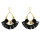 E-4842 Cute Flower Shape Pom Pom Ball Raffia Drop Earrings for Women Boho Party Fashion Jewelry