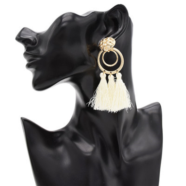E-4841 6 Colors Bohemian Trendy Metal Ring Tassel Drop Earring For Women Jewelry Design