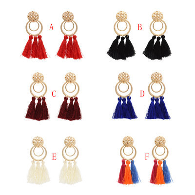 E-4841 6 Colors Bohemian Trendy Metal Ring Tassel Drop Earring For Women Jewelry Design