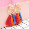 E-4841 6 Colors Bohemian Trendy Metal Ring Tassel Drop Earring For Women Jewelry Design