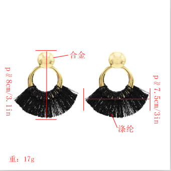E-4849 4 Colors Gold Metal Round Stud Circle Pendant Earrings Short Tassel  Drop Earrings for Women Boho Party Fashion Jewelry