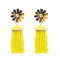 E-4850 Bohemian Flower Crystal Stud Seed Bead Drop Earrings Tassel Fringe Earrings