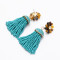 E-4850 Bohemian Flower Crystal Stud Seed Bead Drop Earrings Tassel Fringe Earrings