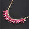 N-0573 New Fashion Charming Rhinestone Chain Oblong Resin Gem Choker Necklace