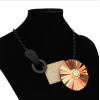 N-7117  Cute 5 Colors Elegant Pearls Plastic Flower Pendant Gothic Choker Bid Necklace Artificial Leather Geometric Pendant for Women Jewelry