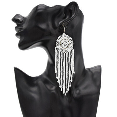 E-4847 3 Colors Fashion Bohemian Long Tassel Bead Earrings for Women Jewelry