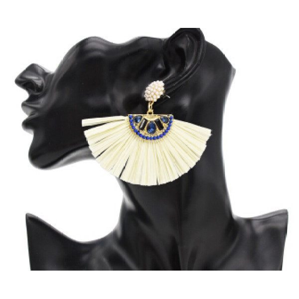 E-4851 Fashion Resin Crystal Beads Statement Plastic Tassel Drop Earrings for Women Boho Party Jewelry Gift