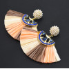 E-4851 Fashion Resin Crystal Beads Statement Plastic Tassel Drop Earrings for Women Boho Party Jewelry Gift