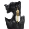 E-4855 4 Colors Trendy Alloy Tassel Bead Feather Earring For Women Jewelry Design