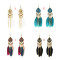 E-4855 4 Colors Trendy Alloy Tassel Bead Feather Earring For Women Jewelry Design