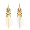 E-4855 4 Colors Trendy Alloy Tassel Bead Feather Earring For Women Jewelry Design