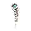 P-0414 Trendy Simple Silver Leaf Turquoise Brooch Coat Cardigan Pin