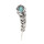 P-0414 Trendy Simple Silver Leaf Turquoise Brooch Coat Cardigan Pin