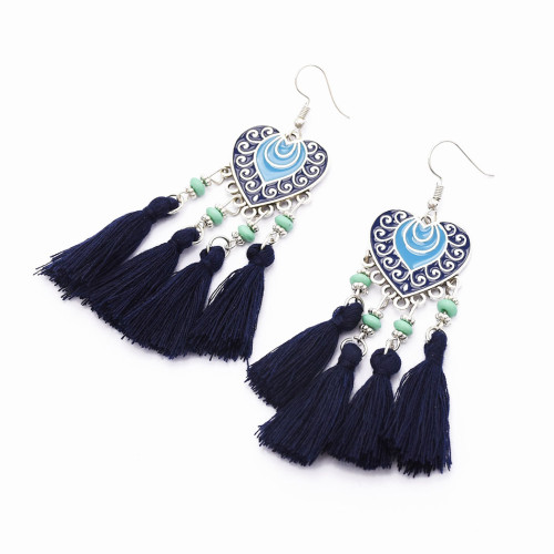 E-4858 5 Colors Trendy Alloy Tassel Heart Drop Earring For Women Jewelry Design