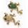 P-0416 Vintage Style Bronze Alloy Green Champagne Rhinestone Frog Pin Brooch