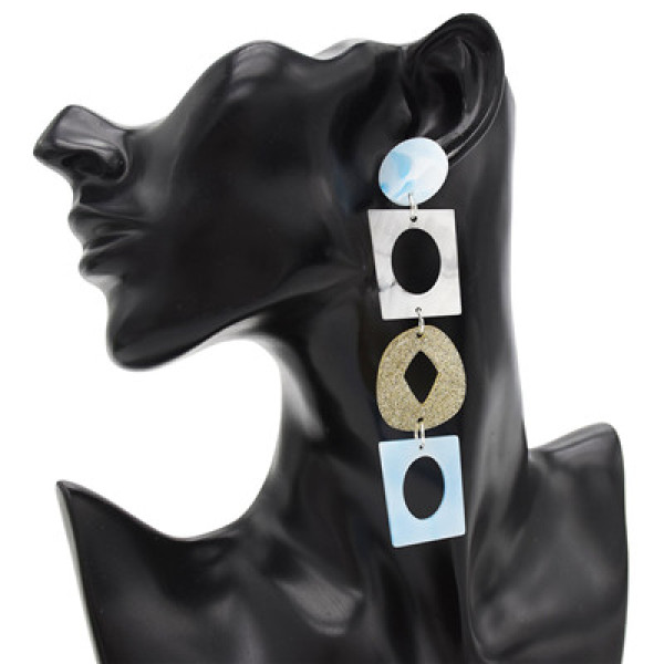E-4864 5 Colors Trendy Resin Three Section Drop Earring For Women Jewelry Design
