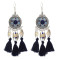 E-4862 4 Colors Ethnic Thread Tassel Resin Beads Long Drop Earrings for Women Boho Festival Party Jewelry
