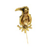 P-0420 Vintage Style Silver Bronze Alloy Green Champagne Rhinestone Bird Pin Brooch For Women
