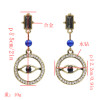 E-4860 Vintage Gold Rhinestone Blue Evil Eye Drop Earrings for Women Boho Party Jewelry