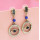 E-4860 Vintage Gold Rhinestone Blue Evil Eye Drop Earrings for Women Boho Party Jewelry