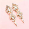 E-4871 Elegant Pearl Rhinestone Long Drop Earrings for Women Wedding Party Jewelry