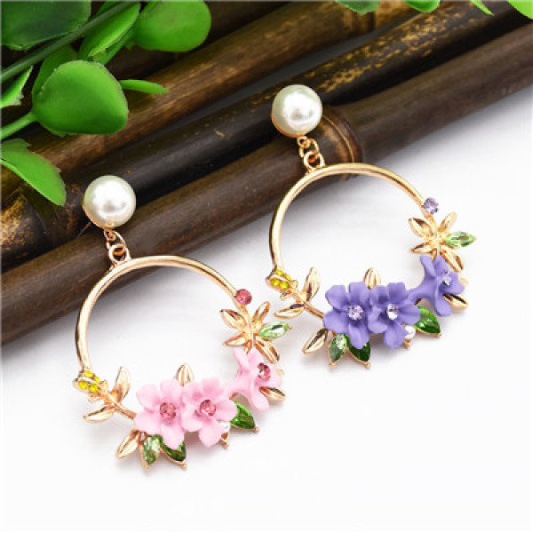 E-4868 Trendy Alloy Flower Pearl Simple Elegant Earring For Women Jewelry Deisgn