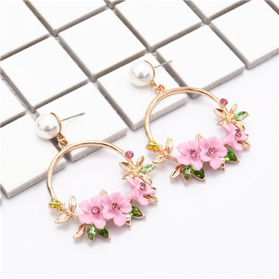 E-4868 Trendy Alloy Flower Pearl Simple Elegant Earring For Women Jewelry Deisgn
