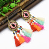 E-4869 3 Colors Ethnic Thread Tassel Resin Beads Long Drop Earrings for Women Boho Festival Party Jewelry