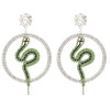 E-4866 Luxury Crystal Big Cirlce Snake Shape Long Drop Earrings for Women Bridal Wedding Party Jewelry