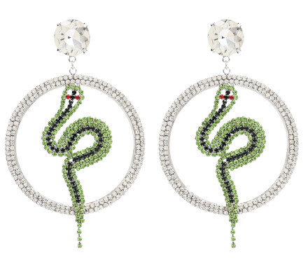 E-4866 Luxury Crystal Big Cirlce Snake Shape Long Drop Earrings for Women Bridal Wedding Party Jewelry