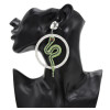 E-4866 Luxury Crystal Big Cirlce Snake Shape Long Drop Earrings for Women Bridal Wedding Party Jewelry
