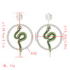 E-4866 Luxury Crystal Big Cirlce Snake Shape Long Drop Earrings for Women Bridal Wedding Party Jewelry